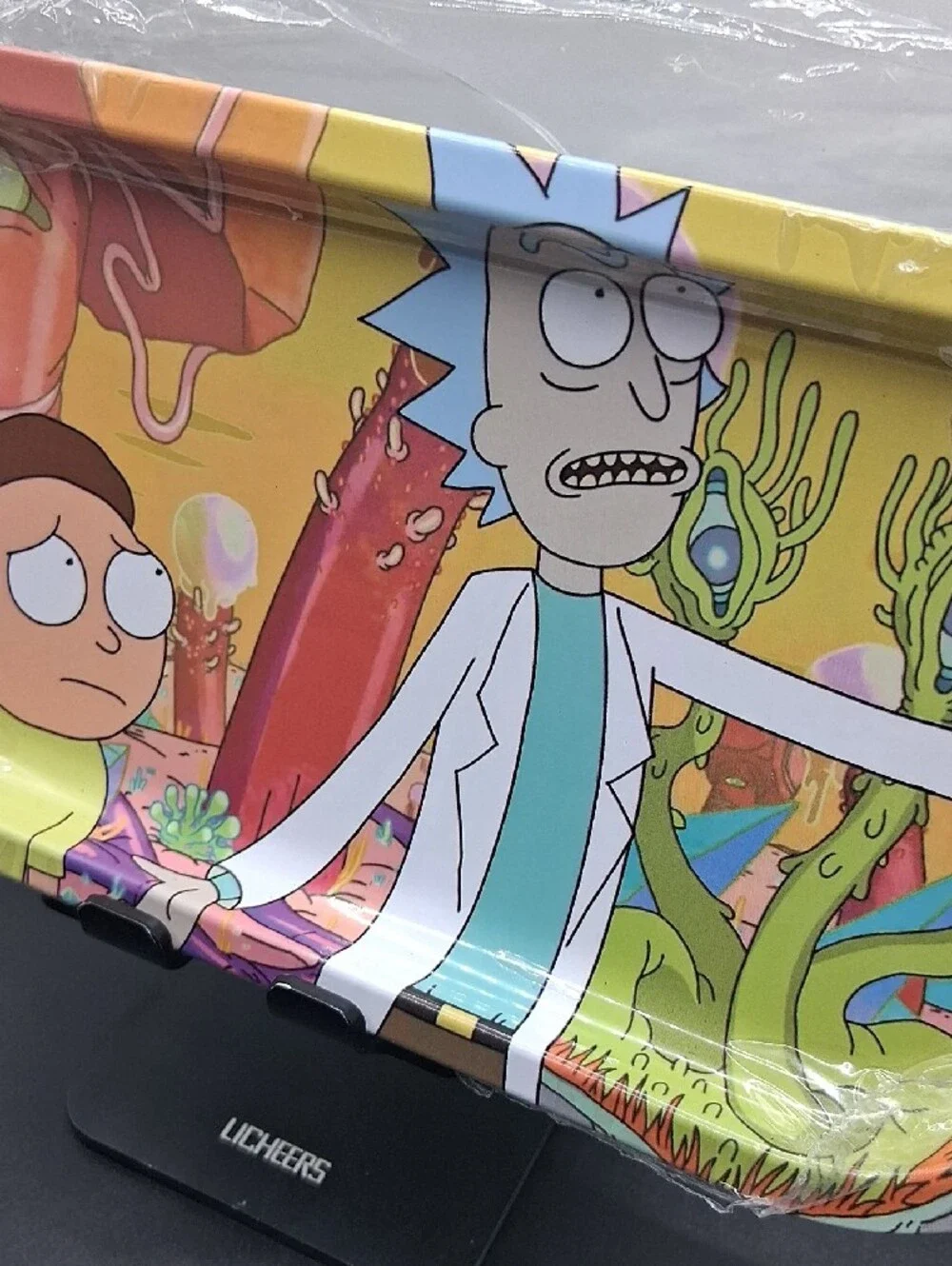 Rick and Morty Yellow Multicolor Party Metal Tray - Character Design